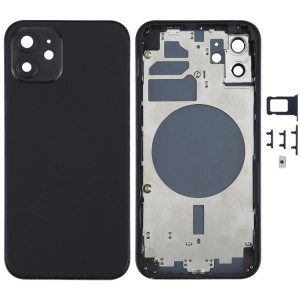 Couvercle arrière du boîtier avec plateau pour carte SIM, touches latérales et objectif de l'appareil photo pour iPhone 12 (noir) SH78BL702-20