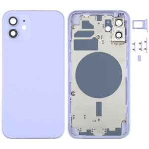 Housse de boîtier arrière avec plateau de carte SIM et lentille de caméra pour iPhone 12 (violet) SH78PL190-20