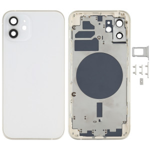 Couvercle arrière du boîtier avec plateau pour carte SIM, touches latérales et objectif de l'appareil photo pour iPhone 12 (blanc) SH78WL1287-20