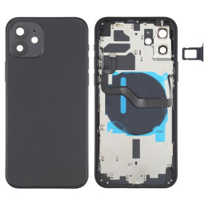 Couverture arrière de la batterie (avec touches latérales et plateau de carte et puissance + Volume Flex Câble et module de chargement sans fil) pour iPhone 12 SH88BL1871-20