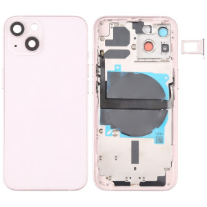 Coque arrière de batterie pour iPhone 13 avec touches latérales et plateau de carte et câble flexible d'alimentation + volume et module de charge sans fil (rose) SH38FL862-20