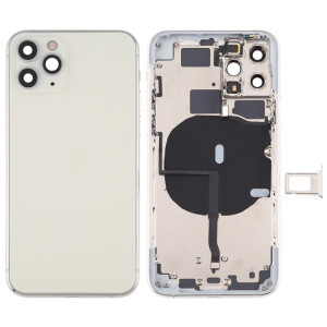 Couvercle arrière de la batterie (avec touches latérales et plateau de carte et câble d'alimentation + volume flexible et module de charge sans fil) pour iPhone 11 Pro (argent) SH33SL694-20