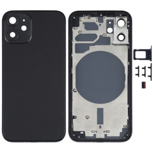 Couvercle arrière du boîtier avec plateau pour carte SIM, touches latérales et objectif de l'appareil photo pour iPhone 12 mini (noir) SH45BL931-20
