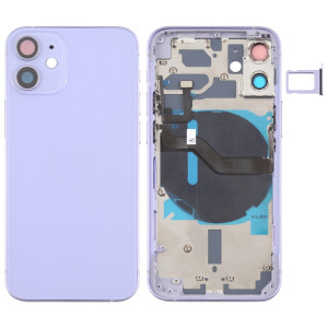 Couverture arrière de la batterie (avec touches latérales et plateau de carte et puissance + volume de câble Flex et module de charge sans fil) pour iPhone 12 mini SH50PL370-20