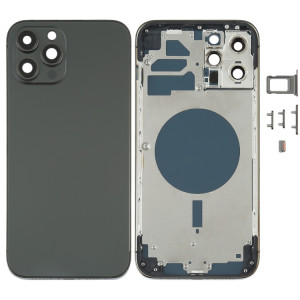 Housse de boîtier arrière avec plateau de carte SIM et clés de latération et objectif de caméra pour iPhone 12 Pro Max (Noir) SH35BL1401-20