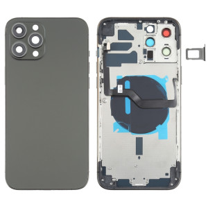 Couverture arrière de la batterie (avec touches latérales et plateau de carte et puissance + volume Flex Câble et module de chargement sans fil) pour iPhone 12 Pro Max (Noir) SH36BL303-20
