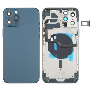 Couvercle arrière de la batterie (avec touches latérales et plateau de carte et puissance + Volume Flex Câble et module de chargement sans fil) pour iPhone 12 Pro Max (Bleu) SH36LL1789-20