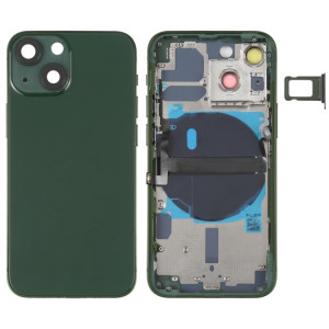 Coque arrière de batterie pour iPhone 13 mini avec touches latérales et plateau de carte et câble flexible d'alimentation + volume et module de charge sans fil (vert) SH14GL484-20