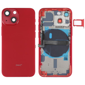 Coque arrière de batterie pour iPhone 13 mini avec touches latérales et plateau de carte et câble flexible d'alimentation + volume et module de charge sans fil (rouge) SH14RL722-20