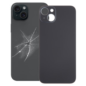 Pour iPhone 15 Plus, remplacement facile, grand trou de caméra, couvercle de batterie arrière en verre (noir) SH43BL552-20