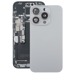 Pour iPhone 15 Pro Max Couvercle arrière de la batterie en verre avec couvercle d'objectif d'appareil photo (gris) SH87HL817-20