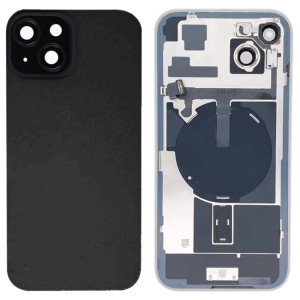 For iPhone 15 Plus Glass Battery Back Cover with Flash Bracket + Wireless Charging Module(Black) SH09BL1224-20