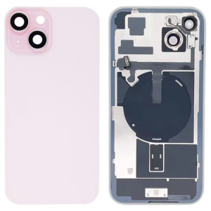 Pour iPhone 15 Plus Couvercle arrière de batterie en verre avec support de flash + module de chargement sans fil (rose) SH09FL1591-20