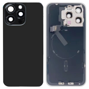 Pour iPhone 15 Pro Max Couvercle arrière de batterie en verre avec support de flash + module de chargement sans fil (noir) SH10BL115-20