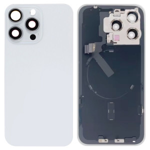 Pour iPhone 15 Pro Max Couvercle arrière de batterie en verre avec support de flash + module de chargement sans fil (blanc) SH10WL887-20