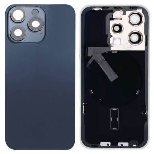 Pour iPhone 15 Pro Couvercle arrière de batterie en verre avec support de flash + module de chargement sans fil (bleu) SH12LL803-20