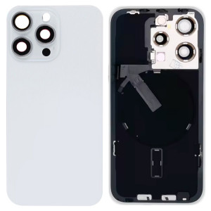 Pour iPhone 15 Pro Couvercle arrière de batterie en verre avec support de flash + module de chargement sans fil (blanc) SH12WL1832-20