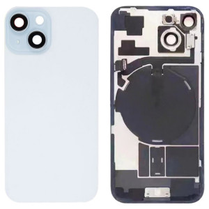 Pour iPhone 15 Couvercle arrière de batterie en verre avec support de flash + module de chargement sans fil (bleu) SH14LL1470-20