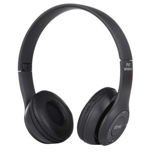 Casque Bluetooth sans fil pliable P47 avec prise audio 3,5 mm, prise en charge MP3 / FM / appel (noir) SH454B1912-20
