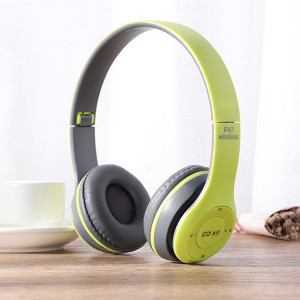 Casque Bluetooth sans fil pliable P47 avec prise audio 3,5 mm, prise en charge MP3 / FM / appel (vert) SH454G1545-20