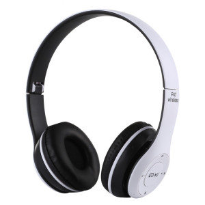 Casque Bluetooth sans fil pliable P47 avec prise audio 3,5 mm, prise en charge MP3 / FM / appel (blanc) SH454W47-20