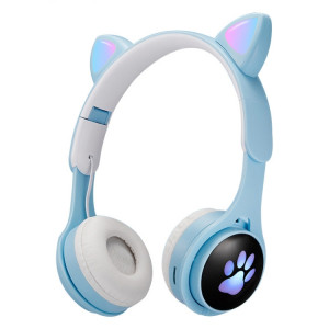 B30 chat chat oreilles chat oreilles de chat coloré Casque Bluetooth pliable lumineux avec fente de carte Jack & TF de 3,5 mm (bleu) SH930L1192-20