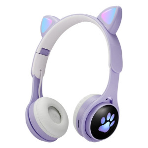 B30 chat chat oreilles chat oreilles de chat coloré Casque Bluetooth pliable lumineux avec fente de carte Jack & TF de 3,5 mm (violet) SH930P1922-20