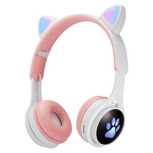 B30 chat chat oreilles chat oreilles de chat coloré Casque Bluetooth pliable lumineux avec fente de cartes Jack & TF de 3,5 mm (blanc) SH930W1694-20