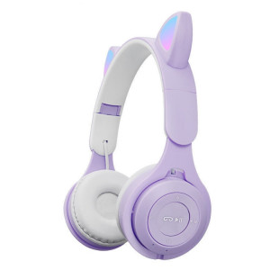 M6 oreilles chat lumineuses oreilles de chat de deux couleurs Bluetooth pliable avec une fente de carte Jack & TF de 3,5 mm (violet) SH931P194-20
