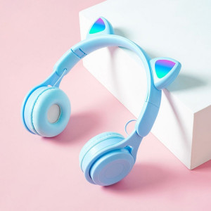Casque Bluetooth pliable de couleur de chat de Cat M6 oreilles de chat puure avec une fente de carte Jack & TF de 3,5 mm (bleu) SH932L822-20
