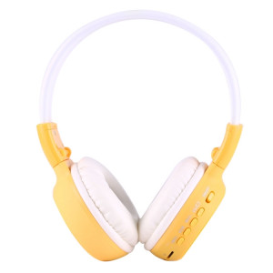 BS-N65 Headband Casque d'écoute sans fil HiFi stéréo pliant avec écran LCD et fente pour carte TF et voyant LED et fonction FM (jaune) SH364Y1598-20