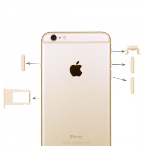iPartsBuy 4 en 1 pour iPhone 6 Plus (plateau de carte + touche de contrôle du volume + bouton d'alimentation + touche de vibreur interrupteur muet) (or) SI812J465-20