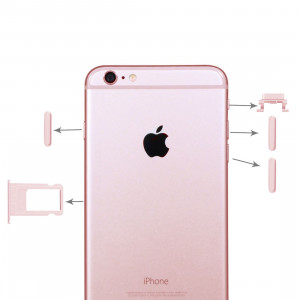 iPartsBuy 4 en 1 pour iPhone 6 Plus (porte-cartes + touche de contrôle du volume + bouton d'alimentation + touche de vibreur interrupteur muet) (or rose) SI12RG584-20