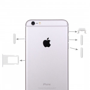 iPartsBuy 4 en 1 pour iPhone 6 Plus (plateau de carte + touche de contrôle du volume + bouton d'alimentation + touche de vibreur interrupteur muet) (argent) SI812S456-20