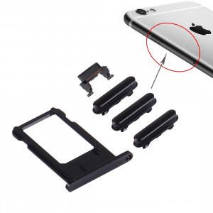 iPartsBuy 4 en 1 pour iPhone 6s (plateau de la carte + touche de contrôle du volume + bouton d'alimentation + touche de vibreur interrupteur muet) (Noir) SI261B909-20