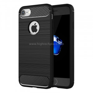 Pour iPhone 8 & 7 Fibre de texture brossée TPU Rugged Armor Housse de protection (Noir) SP089B1970-20