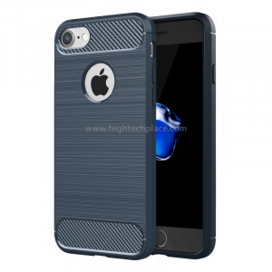 Pour l'iPhone 8 et 7 brossé Texture Fiber TPU Rugged Armor étui de protection (bleu foncé) SP089D644-20