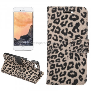 Pour iPhone 8 et 7 Leopard Motif Horizontal Etui en cuir à rabat avec porte-cartes et fentes pour cartes et porte-monnaie (Jaune) SP110Y1650-20