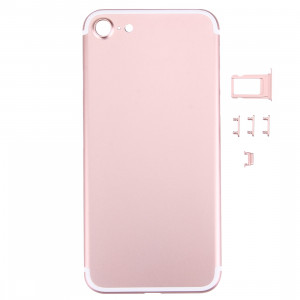iPartsAcheter 5 en 1 pour iPhone 7 (couverture arrière + porte-cartes + touche de contrôle du volume + bouton d'alimentation + touche de vibreur interrupteur muet) couvercle du boîtier Assemblée complète (or rose) SI71RG1671-20