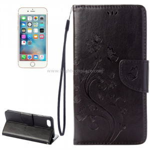 Pour iPhone 8 & 7 Pressed Flowers Etui à Rabat Horizontal en Cuir avec Porte-Cartes & Slots & Portefeuille (Noir) SP222B2-20