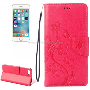 Pour iPhone 8 & 7 Pressed Flowers Etui à Rabat Horizontal en Cuir avec Porte-cartes et Slots & Porte-cartes (Magenta) SP222M9-20