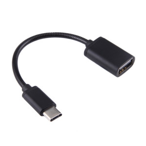 Câble de données de charge de câble OTG de fil métallique mâle de 8,3 cm USB femelle à type-C, 8.3cm USB Femelle vers Type-C Mâle Fil Métallique Câble OTG Câble de Données de Charge (Noir) SH448B932-20