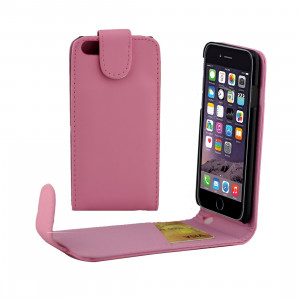 Pour iPhone 8 & 7 Ordinaire Texture Vertical Flip étui en cuir avec fente pour carte (rose) SP550F558-20