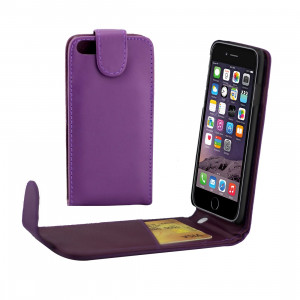 Pour iPhone 8 & 7 Ordinaire Texture Vertical Flip étui en cuir avec fente pour carte (violet) SP550P1953-20