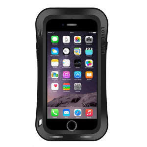 AMOUR MEI pour iPhone 7 Tour de taille Triobump professionnel et puissant anti-poussière anti-dérapant étui de protection en métal (noir) SA141B1022-20