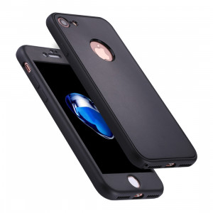 Pour iPhone 8 et 7 élégant léger 360 degrés antichoc amovible TPU + PC combinaison étui de protection (noir) SP169B441-20