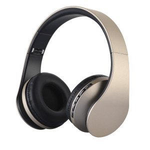 Casque d'écoute Bluetooth sans fil stéréo pliant BTH-811 avec lecteur MP3 Radio FM, pour Xiaomi, iPhone, iPad, iPod, Samsung, HTC, Sony, Huawei et autres appareils audio (or) SH654J925-20