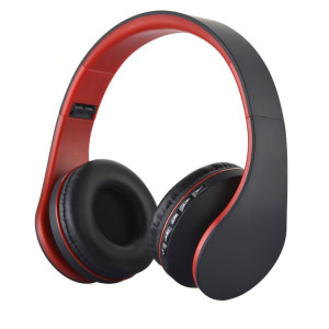 Casque d'écoute Bluetooth sans fil stéréo pliant BTH-811 avec lecteur MP3 Radio FM, pour Xiaomi, iPhone, iPad, iPod, Samsung, HTC, Sony, Huawei et autres appareils audio (rouge) SH654R378-20