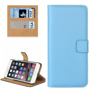 Pour iPhone 8 Plus & 7 Plus Housse en cuir véritable à rabat horizontal avec porte-monnaie et porte-monnaie (bleu) SH314L343-20