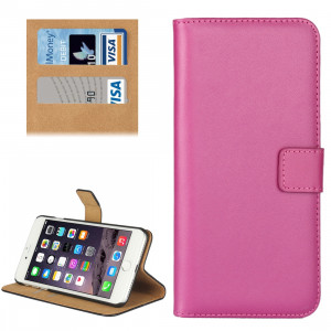 Pour iPhone 8 Plus & 7 Plus Housse en cuir véritable à rabat horizontal avec porte-monnaie et porte-monnaie (Magenta) SH314M165-20